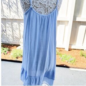 Cotton Gauze Light Blue A-Line Dress M